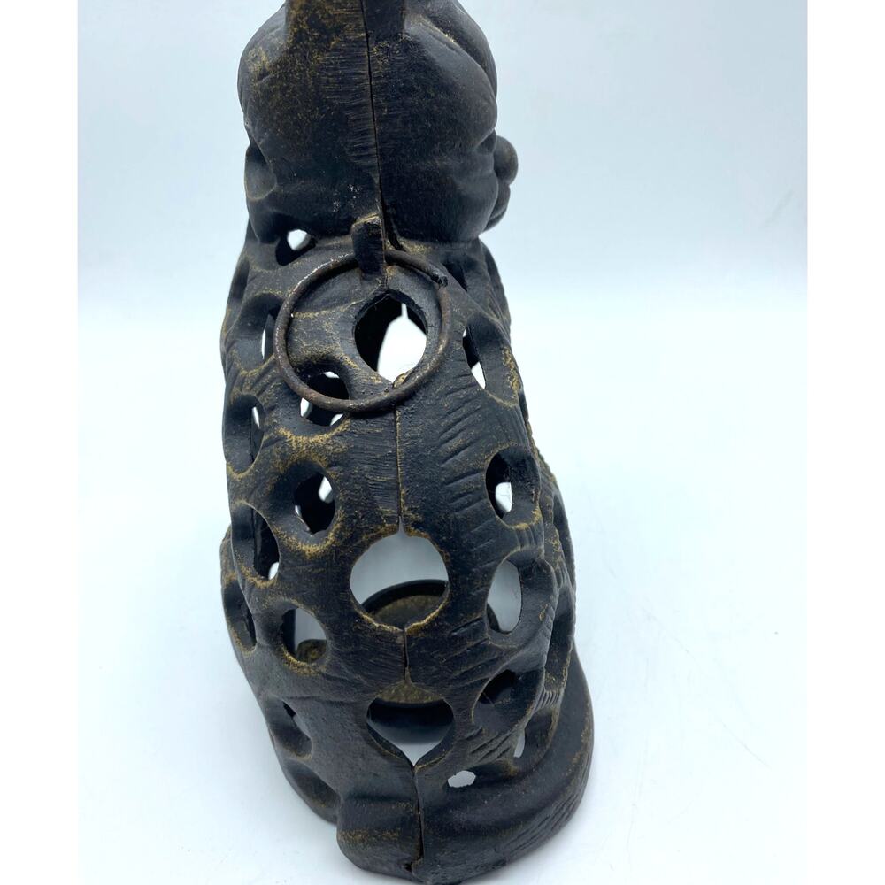 VTG Cast Iron Cat‎ Lantern Japan Cast Iron Pouty Cat Lantern 8.5" tall Vintage - Picture 5 of 9